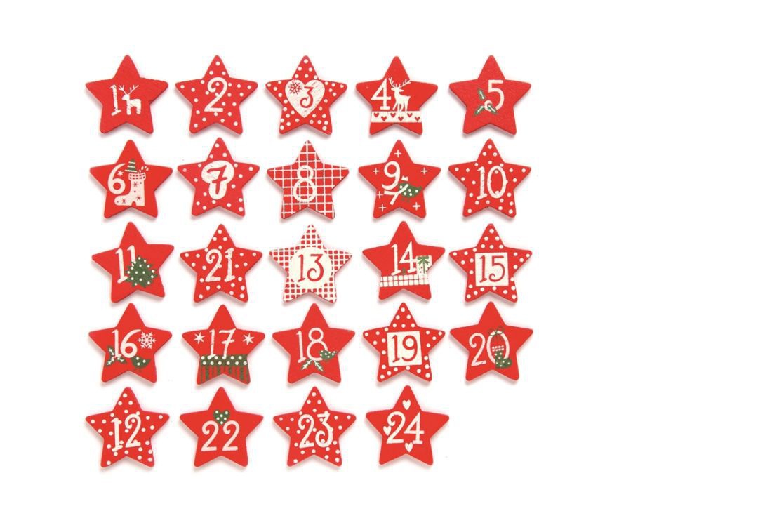 Holzsterne mit Zahlen für Adventskalender Holzsterne mit Zahlen für Adventskalender