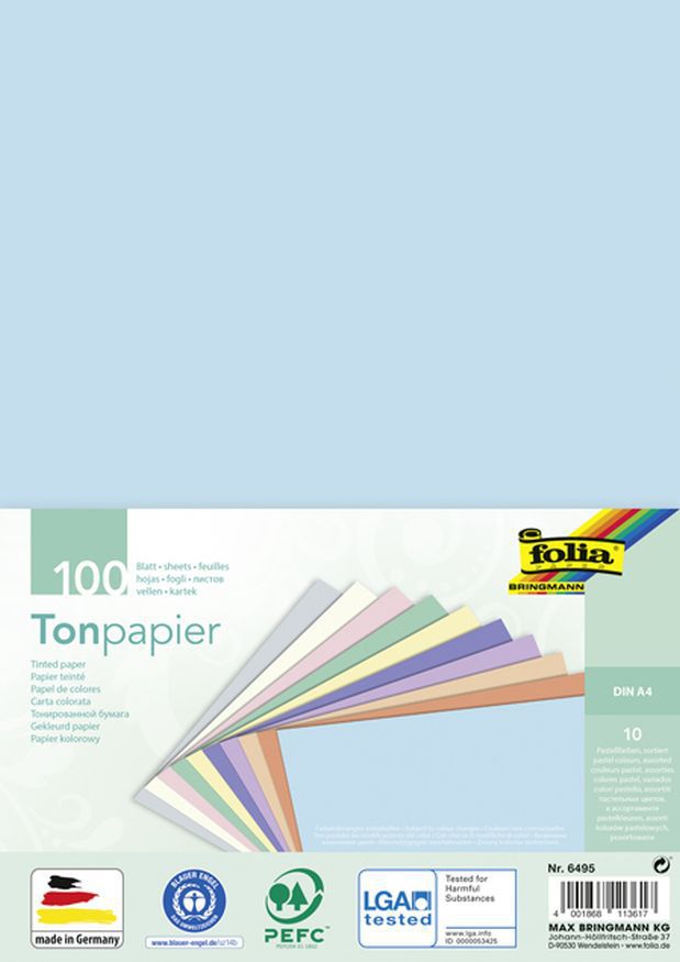 Tonzeichenpapier A4 Pastell 10 Farben Tonzeichenpapier A4 Pastell 10 Farben